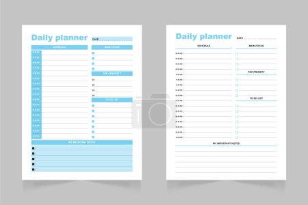 Minimalist daily planner page template. Blank white notepad page.  