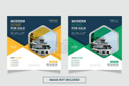 Illustration for Real estate agency social media post and instagram post template - Royalty Free Image