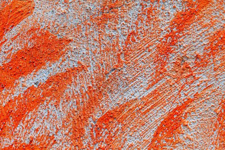 Téléchargez les photos : Détail de texture de mur en béton - fond de motif de surface en stuc naturel peint en blanc sur couleur orange - en image libre de droit