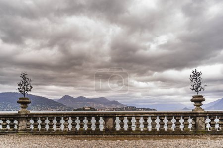 Photo for Panoramic view from the terrace of the Borromeo palace on Isola Bella towards Lake Maggiore - concept of holidays and culture - Royalty Free Image