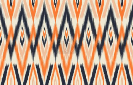 Illustration for Ethnic abstract ikat art. Seamless pattern in tribal, folk embroidery, and Mexican style. Aztec geometric art ornament print. Design for carpet, wallpaper, clothing, wrapping, fabric, cover, textile. - Royalty Free Image