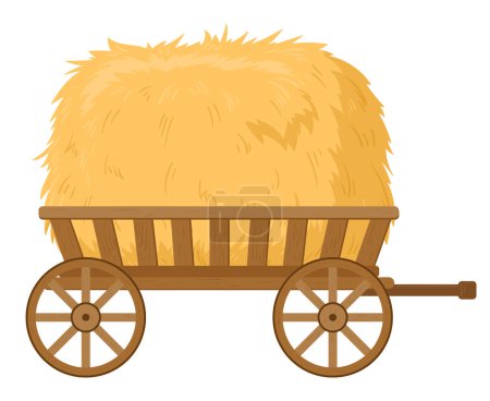 Téléchargez les illustrations : Cartoon hay in wheelbarrow. Farming haymow, fodder straw, agricultural rural haycock flat vector illustration on white background - en licence libre de droit