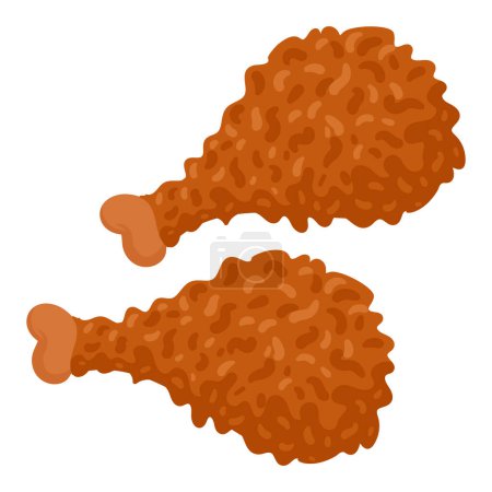 Ilustración de Cartoon fried chicken. Crispy chicken legs, fast food takeaway restaurant dish flat vector illustration - Imagen libre de derechos