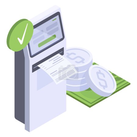 Illustration for Isometric ATM terminal. Banking payment, currency exchange, utility bills and fines payments 3d vector illustration on white background - Royalty Free Image