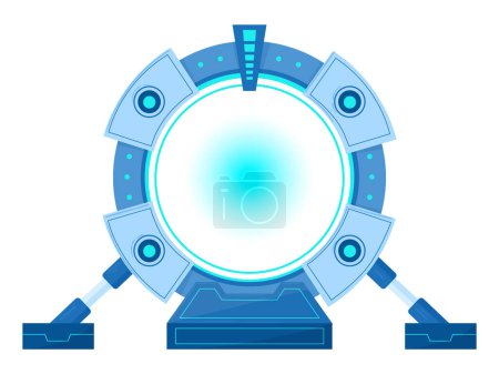 Photo for Cartoon teleport gate. Futuristic portal gate to another universe, spaceship teleport flat vector illustration - Royalty Free Image