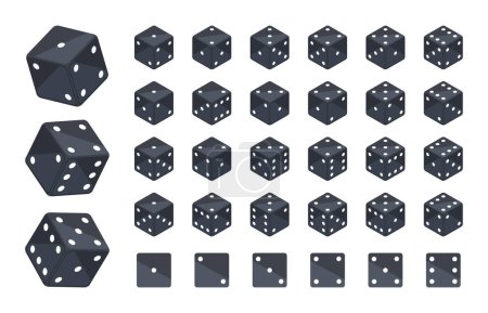 Illustration for Isometric dice cubes. Casino gambling pieces, board games, backgammon and poker dice 3d vector illustration collection - Royalty Free Image