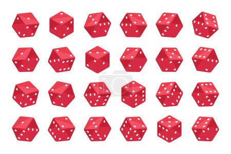 Illustration for Red dice cubes. Isometric casino gambling pieces, backgammon, board games and poker dice 3d vector illustration set - Royalty Free Image
