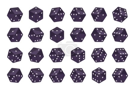 Illustration for Isometric black dice cubes. Casino gambling pieces, backgammon, board games and poker dice 3d vector illustration set - Royalty Free Image