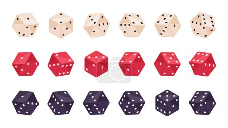 Illustration for Gambling dice. Isometric casino gambling cube pieces, board games dices. Backgammon and poker game dice 3d vector illustration set - Royalty Free Image