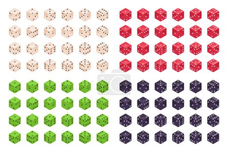 Illustration for Gambling 3d dice. Isometric casino game cube pieces, table board games dices. Backgammon dice vector illustration set - Royalty Free Image