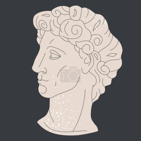 Ilustración de Antigua cabeza de dios griego. Mármol antiguo escultura griega aislado vector plano ilustración - Imagen libre de derechos