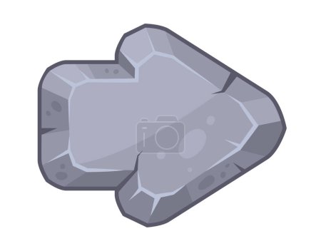 Illustration for Stone pointer. Cartoon granite rock arrow, game app button. Stone arrow sign, gravel rock plate flat vector illustration - Royalty Free Image