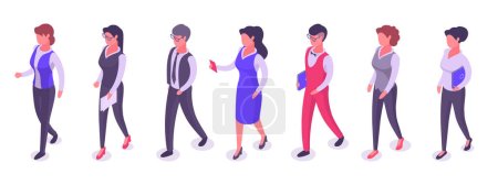 Ilustración de Gente de negocios. Isométricos trabajadores de oficina a pie, empleados exitosos que usan trajes de negocios 3d vector ilustración conjunto - Imagen libre de derechos