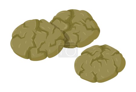 Illustration for Matcha oatmeal cookies. Cartoon homemade oatmeal crispy cookies. Green matcha tea pastry flat vector illustration - Royalty Free Image