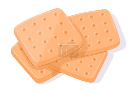 Illustration for Hardtack cookies. Cartoon homemade dense biscuits, simple delicious crackers flat vector illustration - Royalty Free Image
