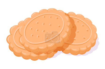 Illustration for Cartoon shortbread cookies. Homemade tasty cookies, delicious, crumbly and buttery cookies flat vector illustration - Royalty Free Image