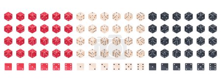 Illustration for Isometric dice pieces. Gambling board games or casino dice. Backgammon game dice cubes 3d vector illustration set - Royalty Free Image