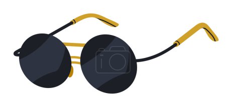 Illustration for Fashionable round sunglasses. Modern eyewear accessories, trendy black shades, plastic frames sunnies flat vector illustration - Royalty Free Image
