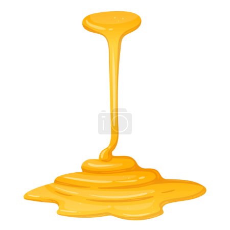 Illustration for Dripping honey. Cartoon honey flow, melting liquid sweet syrup. Sticky honey dripping flat vector illustration - Royalty Free Image