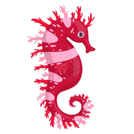 Illustration for Cartoon sea dragon. ute underwater seahorse, ocean fauna animal flat vector illustration. Tropical fauna seahorse - Royalty Free Image