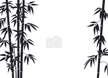 Illustration for Bamboo silhouettes background. Bamboo sprouts pattern, Chinese or Japanese flora. Black ink decorative bamboo silhouettes flat vector illustration on white background - Royalty Free Image