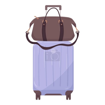 Illustration for Traveling suitcase. Airplane or train travel suitcase and hand luggage bag, airport luggage check. Travel or relocation concept flat vector illustration - Royalty Free Image
