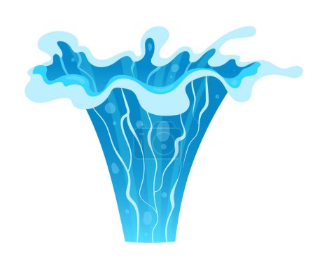 Illustration for Cartoon water splash. Blue aqua splashing, clean water splash isolated flat vector illustration. Ocean transparent water funnel on white - Royalty Free Image