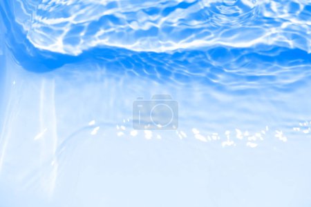 Waves on the beach. Blue sea wave. Blue water surface texture with ripples, splashes, and bubbles. Abstract summer banner background Water waves in sunlight with copy space cosmetic moisturizer.