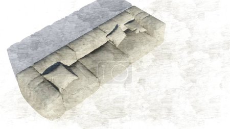 3d rendering of a modern soft comfortable sofa, isolated on plain background, ready cut for architectural visualization