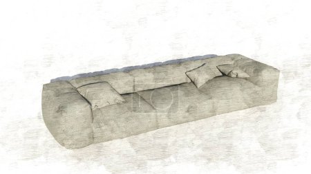 3d rendering of a modern soft comfortable sofa, isolated on plain background, ready cut for architectural visualization