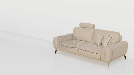 Canapé réaliste rendu 3d avec ombre dans un style minimaliste isolé sur fond blanc. Illustration vectorielle