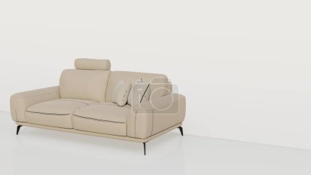 3D renderizado sofá realista con sombra en estilo minimalista aislado sobre fondo blanco. Ilustración vectorial