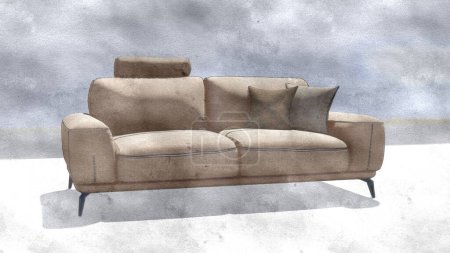 Canapé réaliste rendu 3d avec ombre dans un style minimaliste isolé sur fond blanc. Illustration vectorielle