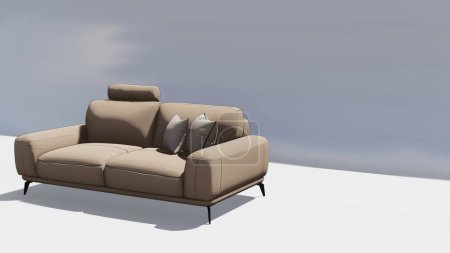 Photo for 3d rendering realistic sofa with shadow in minimalistic style isolated on white background. Vector illustration - Royalty Free Image