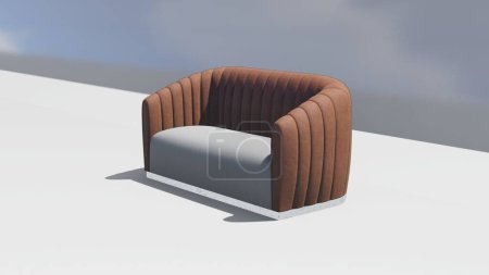 Photo for 3d render of brown leather sofa with white cushions - Royalty Free Image
