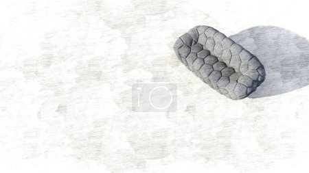 Téléchargez les photos : 3d rendu de l'intérieur moderne canapé gris avec motif asymétrique en relief et les jambes en métal dans le croquis - en image libre de droit