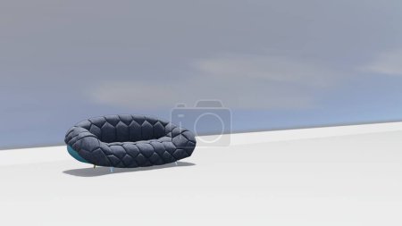 Photo for 3d render of modern gray sofa interior with asymmetrical embossed motif and metal legs - Royalty Free Image
