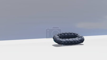 Téléchargez les photos : 3d rendu de l'intérieur du canapé gris moderne avec motif asymétrique en relief et pieds en métal - en image libre de droit