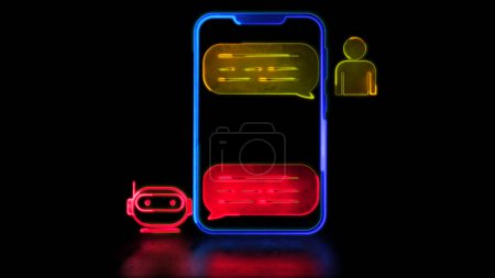 Looping neon glow effect Chat with AI, black backgroun