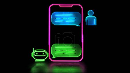 Looping neon glow effect Chat with AI, black backgroun