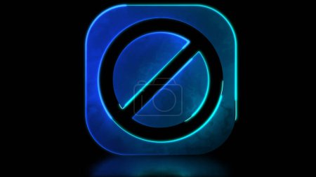 Looping glowing neon effect. Stop icon. Black background