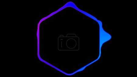 Digital sound waves in hexagonal shape on black background
