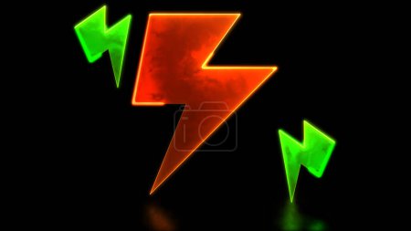 Looping Neon Glow Effekt Aufladendes Blitz-Symbol, schwarzer Hintergrund