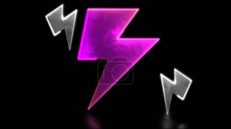 Looping Neon Glow Effekt Aufladendes Blitz-Symbol, schwarzer Hintergrund