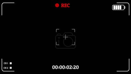 Téléchargez les photos : Frame frame affiche des informations de bouton comme lors de l'enregistrement d'une vidéo avec un fond noir - en image libre de droit