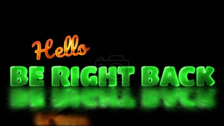 Glowing looping Be right back word neon frame effect, black background