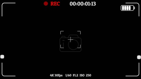 Frame frame affiche des informations de bouton comme lors de l'enregistrement d'une vidéo avec un fond noir