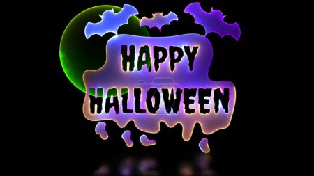 Halloween bat loop neon glow effect black background