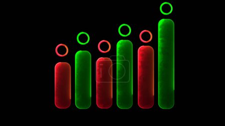 Glowing looping icon investment graph neon effect, black backgroun