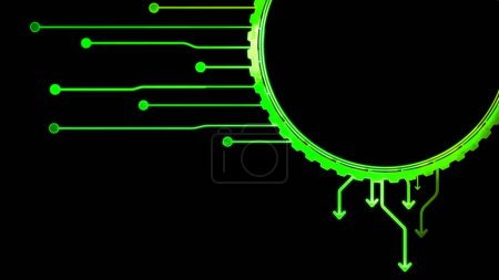 Glowing looping icon, modern technology, neon effect, black backgroun
